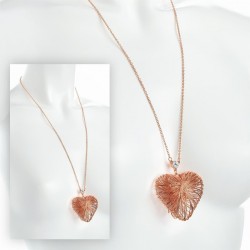 Necklace - Rose gold colour crystal wire design heart...
