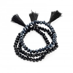 Bracelet - Three piece black and dark blue elasticated...