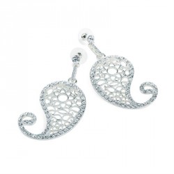 Earrings - Silver colour paisley design earring. - (ER32014)
