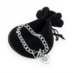 Bracelet - Silver colour crystal heart design bracelet in...