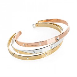 Bracelet - Three piece gold, silver and rose gold colour...