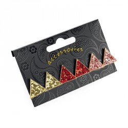 Earring set - Three pairs gold colour with red, gold and...