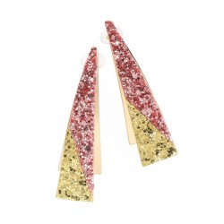 Earrings - Gold colour pink and gold glitter effect...