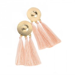 Earrings - Gold colour peach tassel earring. - (ER31999)