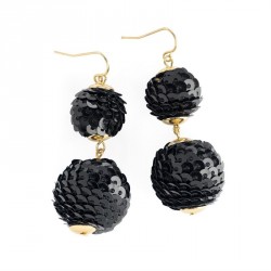 Earrings - Gold and black colour sequin ball drop...