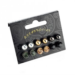 Earring set - Six pairs silver, gold and hematite colour...
