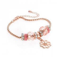 Bracelet - Rose gold colour pink tone flower design charm...