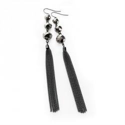 Earrings - Hematite and hematite glass crystal colour...