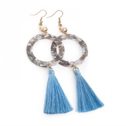 Earrings - Gold and cream pearl colour marble effect blue...