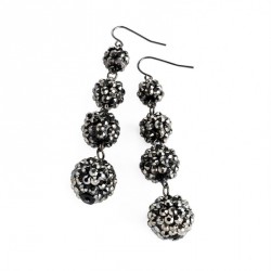 Earrings - Hematite four ball drop earring. - (ER31981)