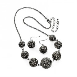 Necklace & Earrings set - Hematite colour chain bead...