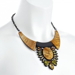 Necklace - Brown tone statement design acrylic and glass...