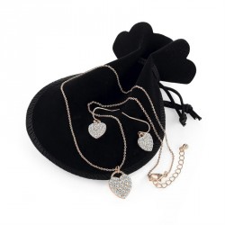 Necklace & Earrings set - Rose gold colour crystal heart...