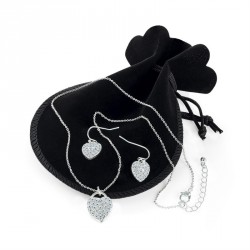 Necklace & Earrings set - Silver colour crystal heart...