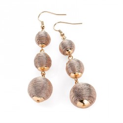 Earrings - Rose gold colour cord design three ball drop...