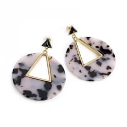 Earrings - Gold colour shell look round earring. - (ER31922)