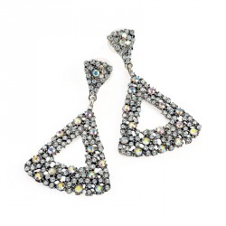 Earrings - Burnished silver crystal and AB crystal...