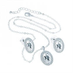 Necklace & Earrings set - Silver colour crystal necklace...