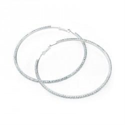 Earrings - Silver colour crystal hoop earring. - (ER31919)