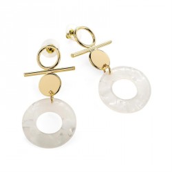 Earrings - Gold colour white marble effect drop earring....