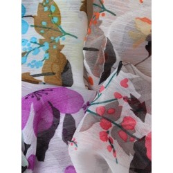 white chiffon fabric headwrap with coloured floral print....