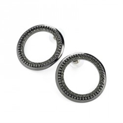 Earrings - Hematite and black diamond colour round design...
