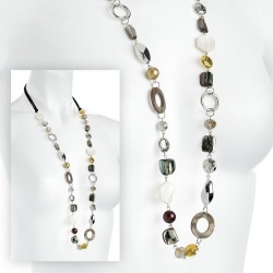 Necklace - Shell look cord bead necklace. - (N31899)