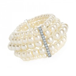 Bracelet - Five row cream pearl colour crystal...