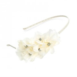 Headband - Cream and crystal flower design headband. -...