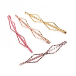 Hair clip set - Four piece pink tone hair grip set. -...