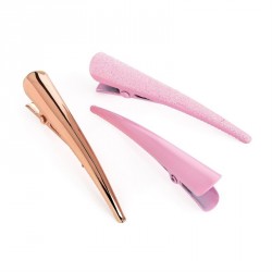 Hair clip set - Three piece pink tone hair clip set. -...