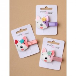Hair clip set - beak clip with plastic french bulldog...