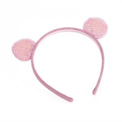 Headband - Pink AB colour sequin ear design headband. -...