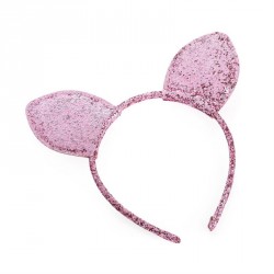 Headband - Pink glitter effect ear design headband. -...