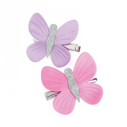 Hair clip set - Two piece lilac and pink butterfly hair...