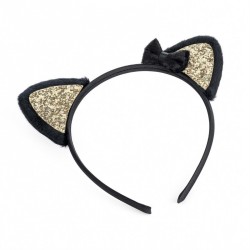 Hairband - Black velvet and gold glitter effect ears...