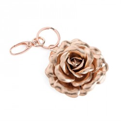 Keyring - Rose gold colour metallic look flower design...