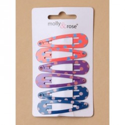 Sleepies Hair Clips - Card of 6 coloured polka dot print...