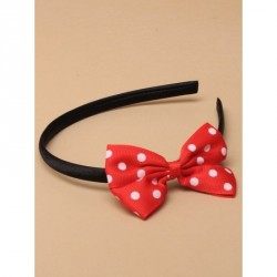 Headband - Narrow black satin fabric aliceband with red...
