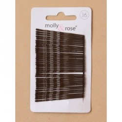 Hair Grip Slides - Card of 36 Brown enamel 45mm Kirby Grips
