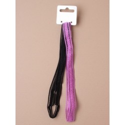card of 2 thin fabric stretch bandeaux. black with...