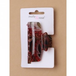 Hair Clamp - 7cm coloured paisley print acrylic clamp In...