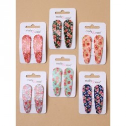 Sleepies Hair Clips - Card of 2 plastic floral printed...