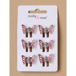 Hair Clamp - Card of 6 brightly coloured glitter...