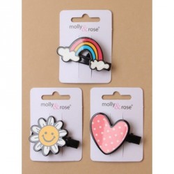 Hair Clip - Brightly coloured heart, rainbow and daisy...