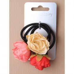 Hair Elastics - Card of 3 black elastics with fabric...