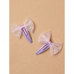 Sleepies Hair Clips - Card of 2 sequin glitter net bow...