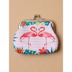 Purse - Flamingo print fabric coin purse with ball snap...