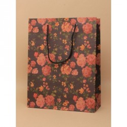Gift Bag - Size : H24xW19xH8cm 
Black floral printed...