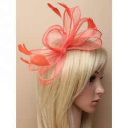 Fascinator Hair Comb - © Coral large looped sinamay and...